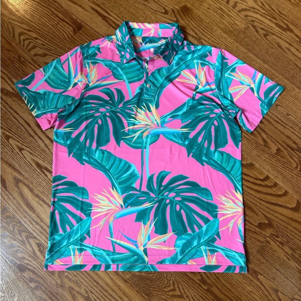 Chubbies Polo Mens XL Birds of Paradise Hawaiian Print